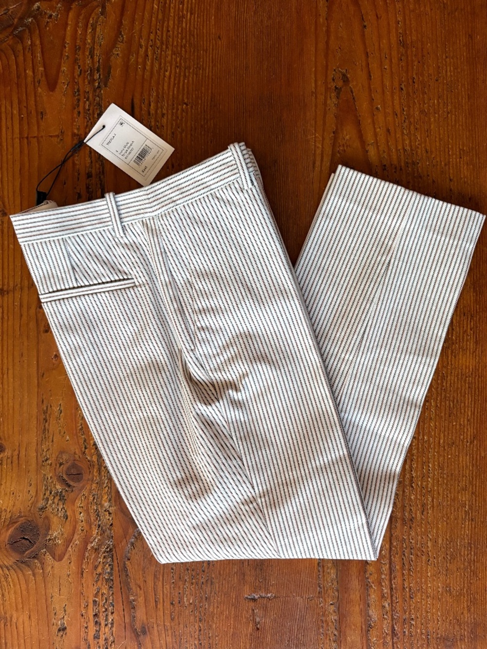 NWT Theory Treeca 4 Ivory Multi Stripe Stretch Cropped Pants Size 6